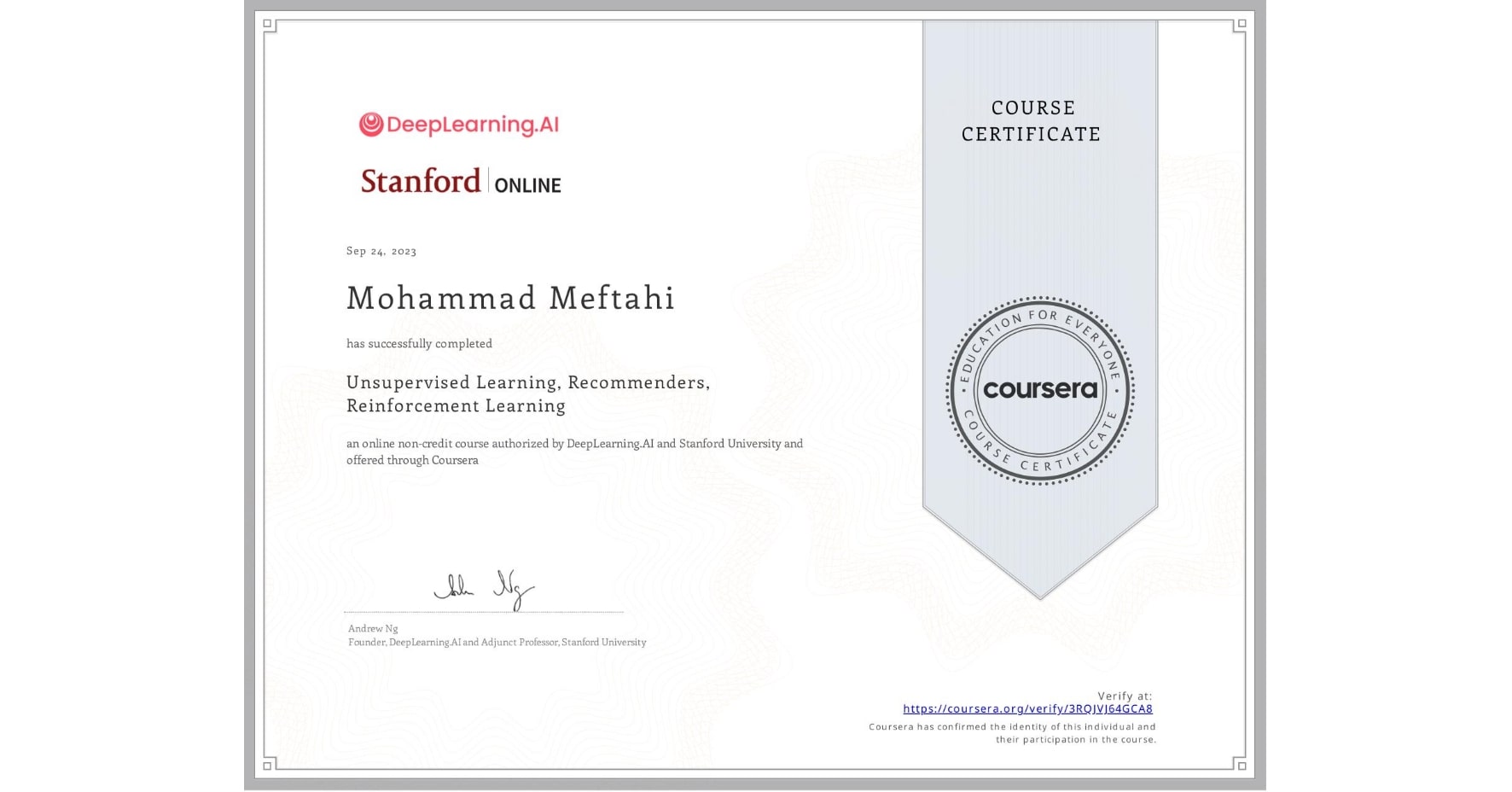 Unsupervised Learning, Recommenders, Reinforcement Learning